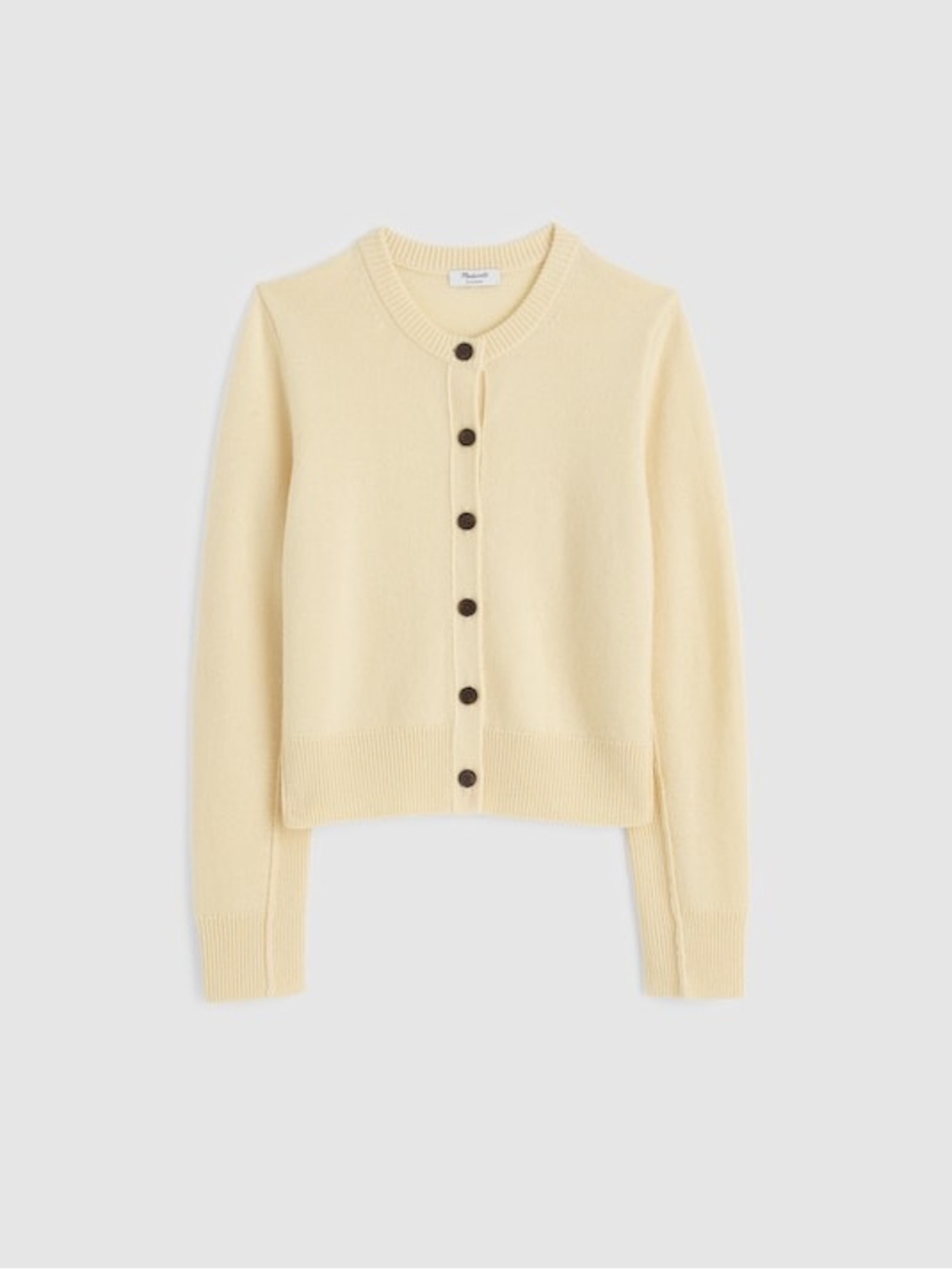 Madewell Cashmere Button-Front Cardigan Sweater in Lemon Chiffon Size XXS